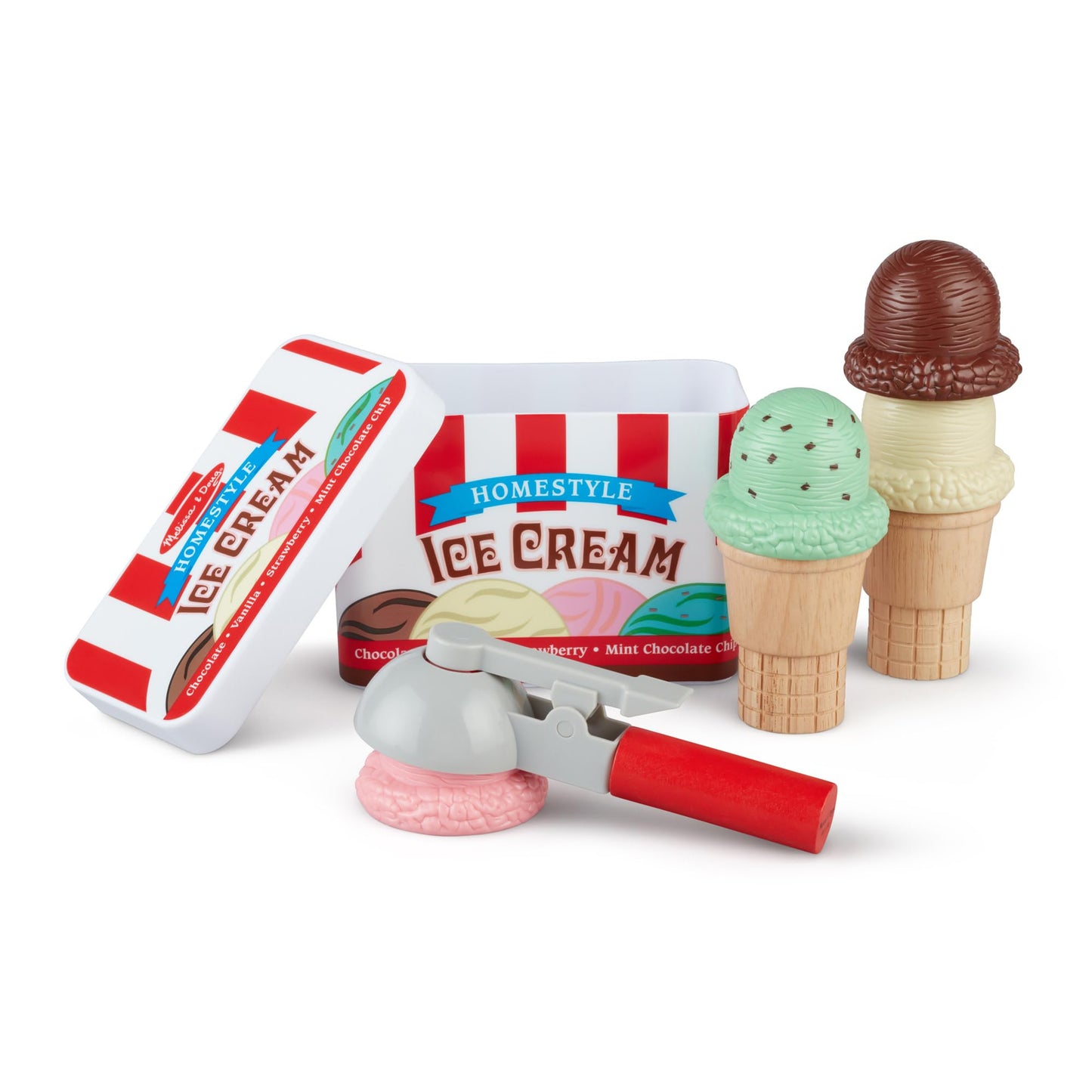 Melissa & Doug Scoop and Stack Ice Cream Cone Wooden Magnetic Pretend Play Food Set, Preschool Toy - FSC CertifiedPlay Ice Cream Set, Pretend Food, Toy for Toddlers and Kids Ages 3+