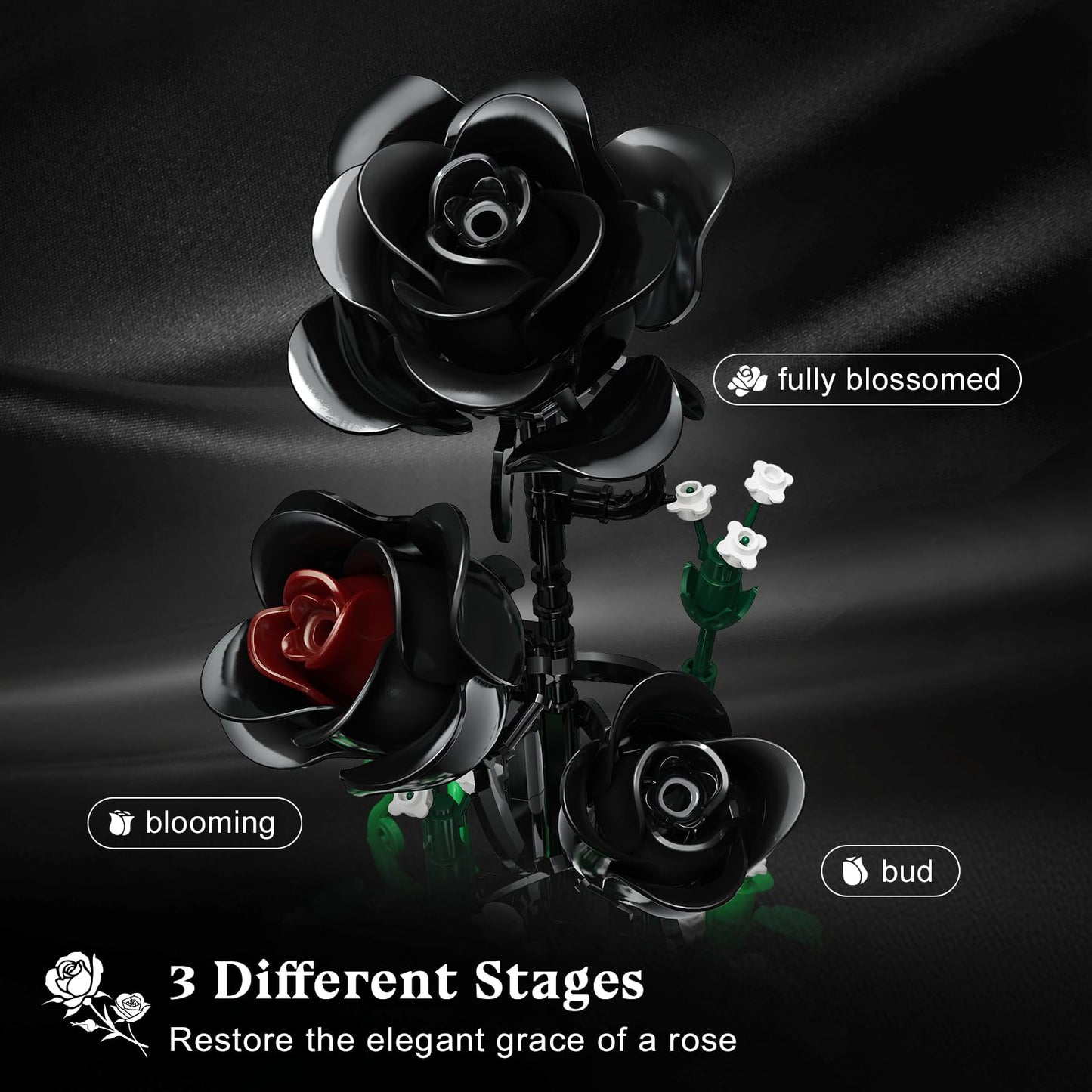 HiWEEGO Black Bouquet Building Set