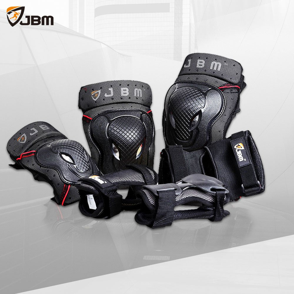 JBM Adult Youth Bike Knee Pads and Elbow Pads with Wrist Guards Protective Gear Set for Biking, Riding, Cycling and Multi Sports Scooter, Skateboard