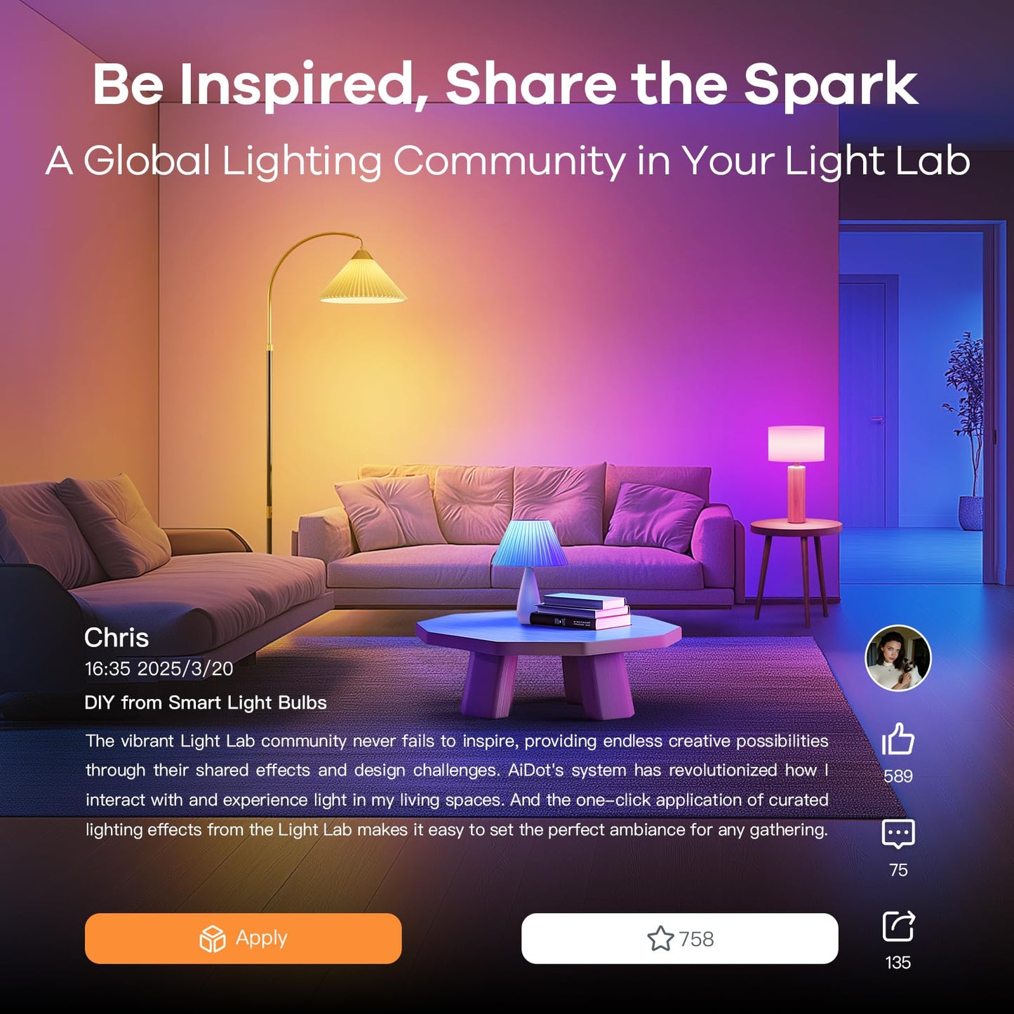 OREiN Matter Smart Light Bulb, 1600 Lumens 100W Equivalent Smart Light Bulbs, Color Changing Light Bulbs Work with Apple Home, Alexa, Google Home, SmartThings, A21 Smart Bulbs 2.4Ghz WiFi, 4Pack