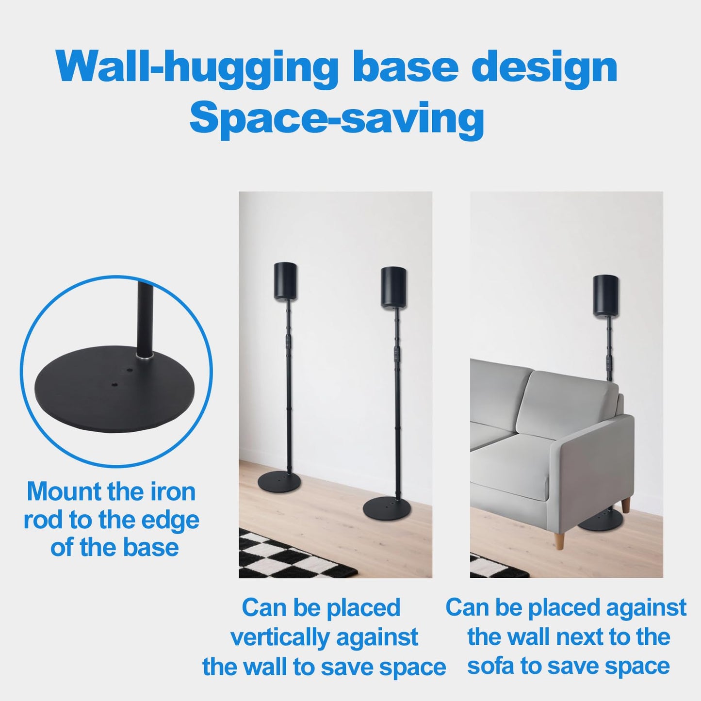 Howonder Speaker Stands,All Metal Speaker Stands Pair for Satellite & Small Bookshelf Speakers，Adjustable Height from 33" to 48",Holds up to 8.8 lbs,Easy DIY Assembly,HD-718,2 Packs,Black