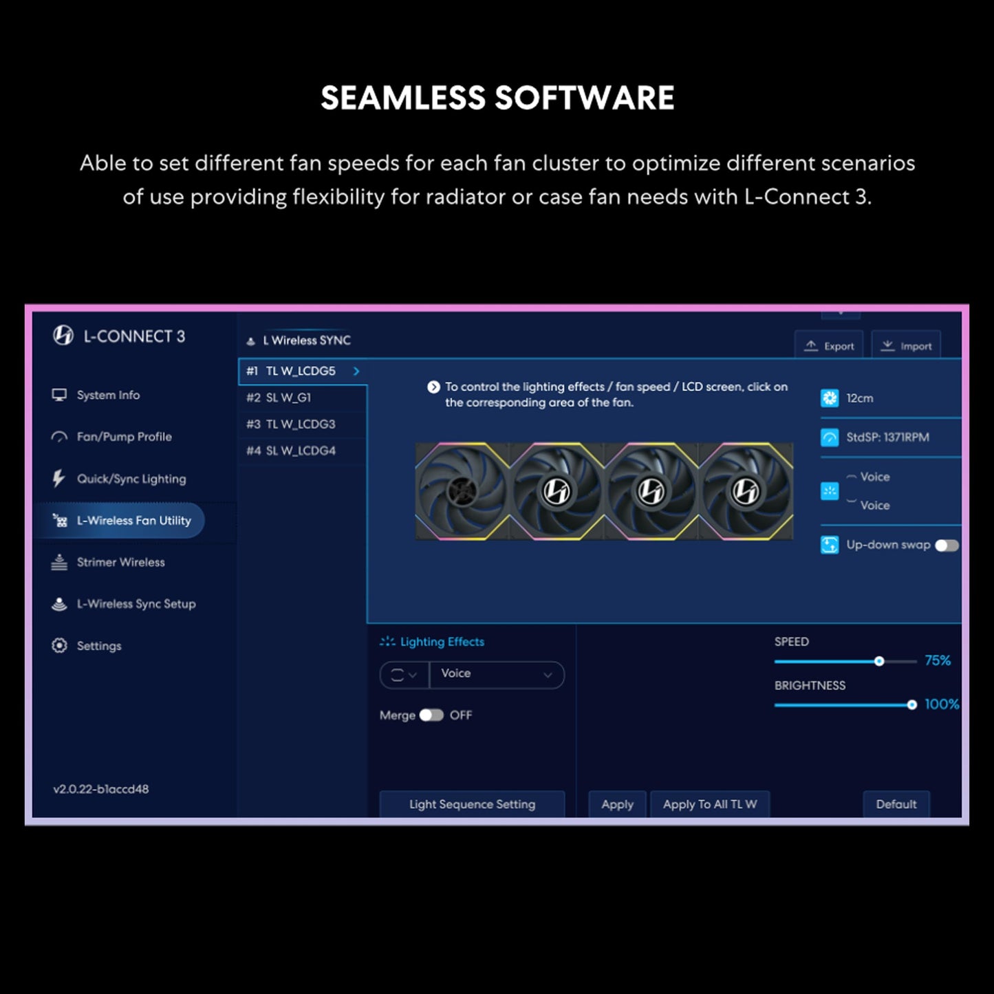 Lian Li UNI Fan TL - LCD Wireless 120 - Single Pack - 2.4 GHz Wireless Signal RGB & PC Case Fan - Infinity Mirror Design - LCD Display - Controller NOT Included & Required - Black (12TLLCD1W1B)