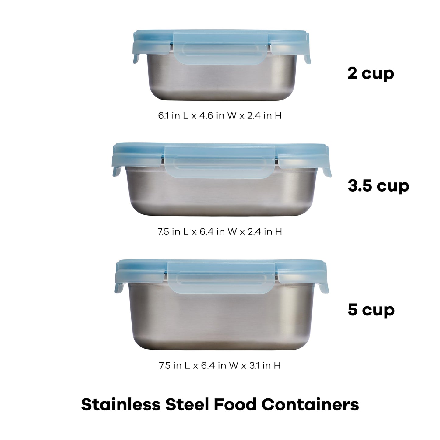 Hydro Flask Food Container – Hot Lunch Stainless Steel Snack Container with Lid – 2, 3.5, & 5 Cup Container Bundle in Rain