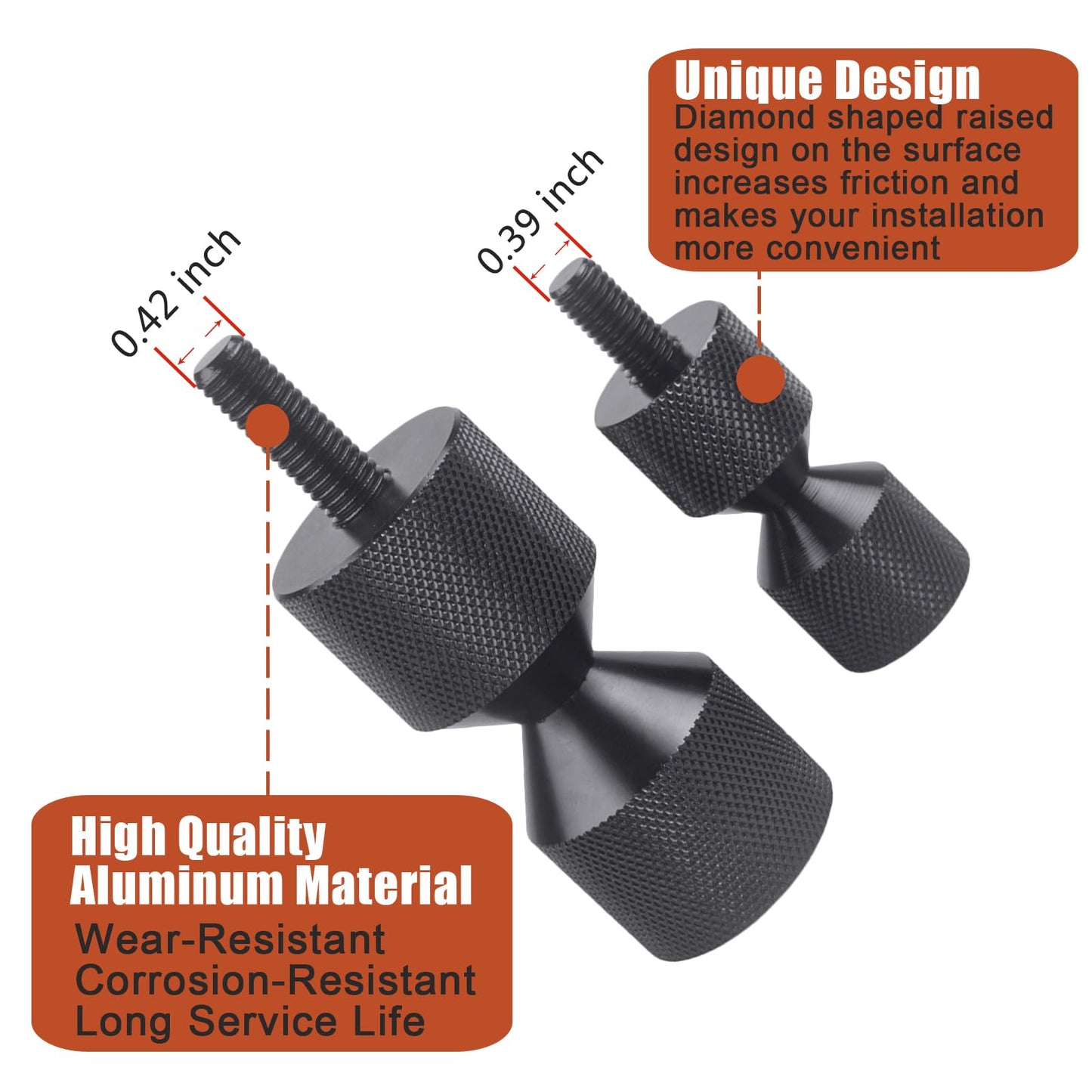 CNRAQR 4 Pcs Aluminium Flange Two Hole Alignment Pins - 1-1/8" and 1-5/8" Detachable Double Hole Pins - Black