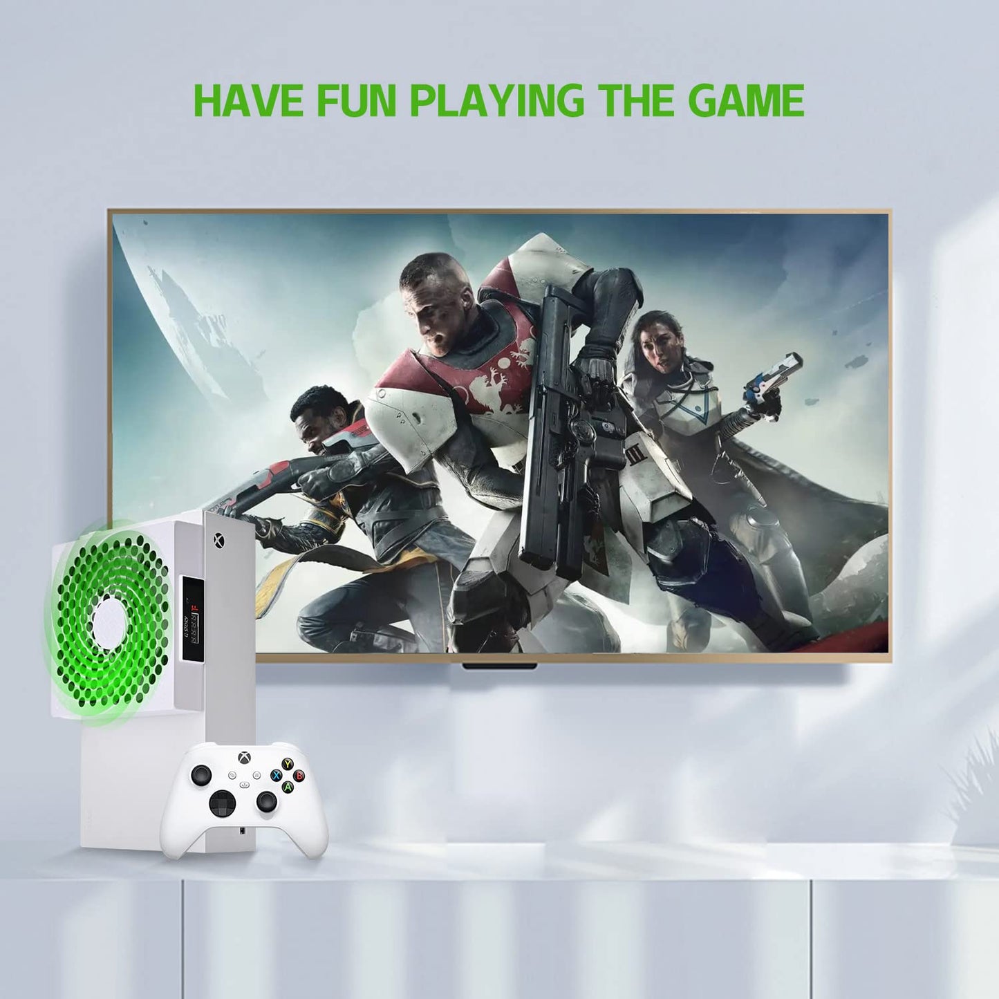 G-STORY Cooling Fan for Xbox Series S with Automatic Fan Speed Adjustable by Temperature, LED Display, High Performance Cooling, Low Noise, 3 Speed 1500/1750/2000RPM (140MM) with RGB LED (White)