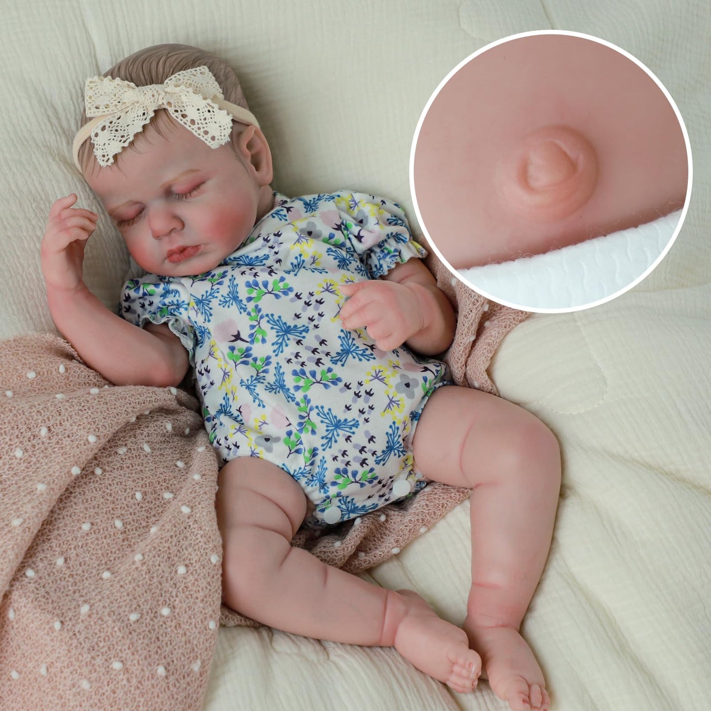 SCOM Lifelike Reborn Baby Dolls Loulou - 20 Cute Realistic Silicone Baby Girl, Weighted Full Vinyl Body Newborn Doll with Accessories for Ages 3+ | Premium Gift