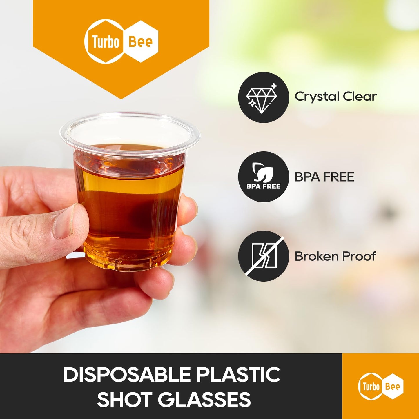 Turbo Bee 1200 pack 2 OZ Disposable Plastic Shot Glasses, Mini Shot Cups for Party, Events, Whiskey and Wine Tasting