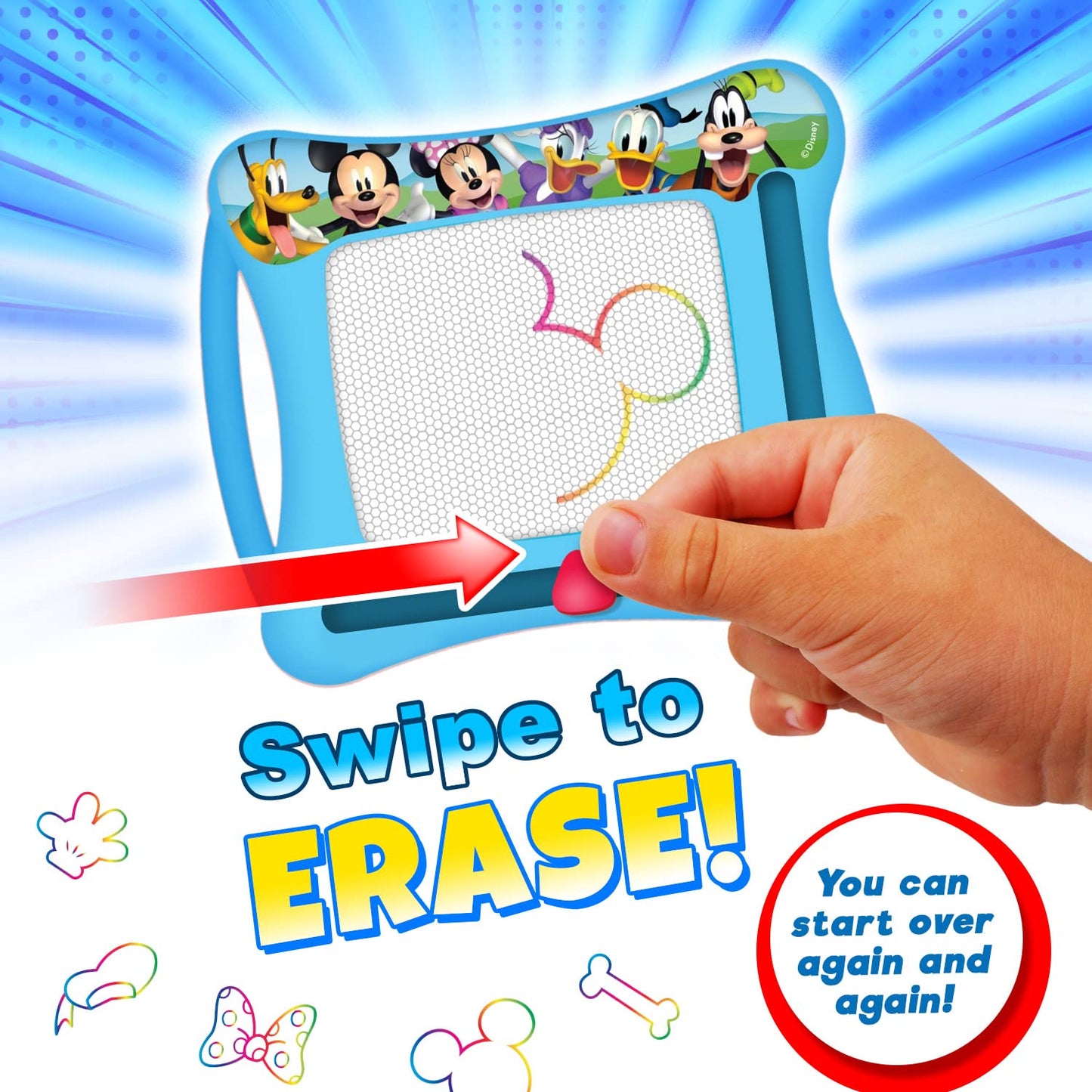 Disney Princess, Mickey Mouse, and Marvel Spiderman Magic Draw-Magnetic Drawing Pad (3 Pack Assorted) by Ja-Ru. Car Trip Toys | Mess-Free Small Kids Write Board | Travel Entertainment. ABC-6906-3s