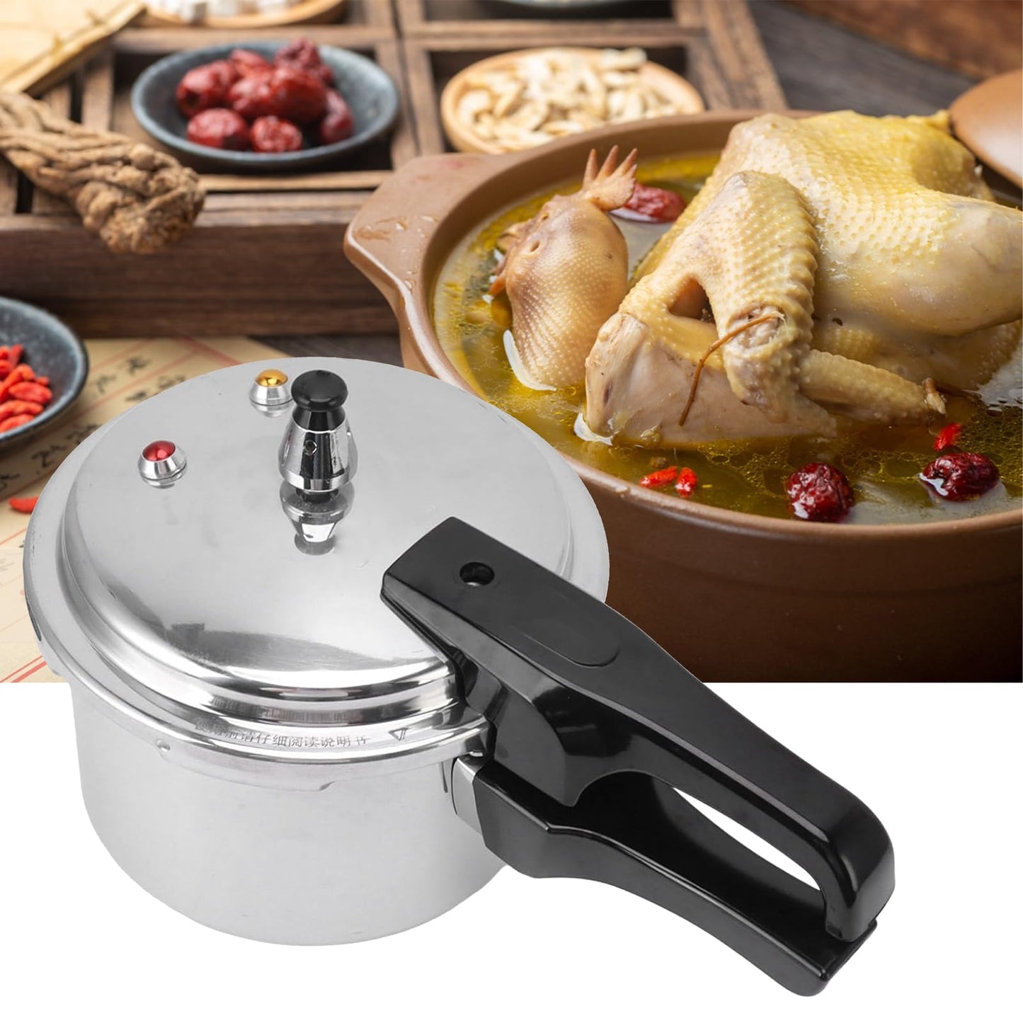 Small Pressure Cooker, Mini Aluminum Alloy Pressure Cooker with Magnetic bottom, Safety and Durable Compact Pressure Canner compatible for induction cookers and gas stoves (3L)