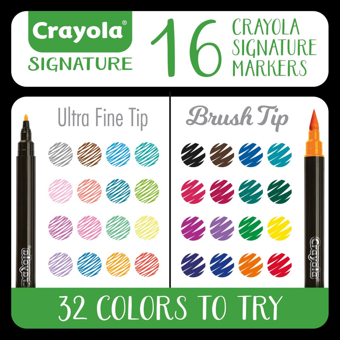 Crayola Brush & Detail Dual Tip Markers, Calligraphy Set, Gift