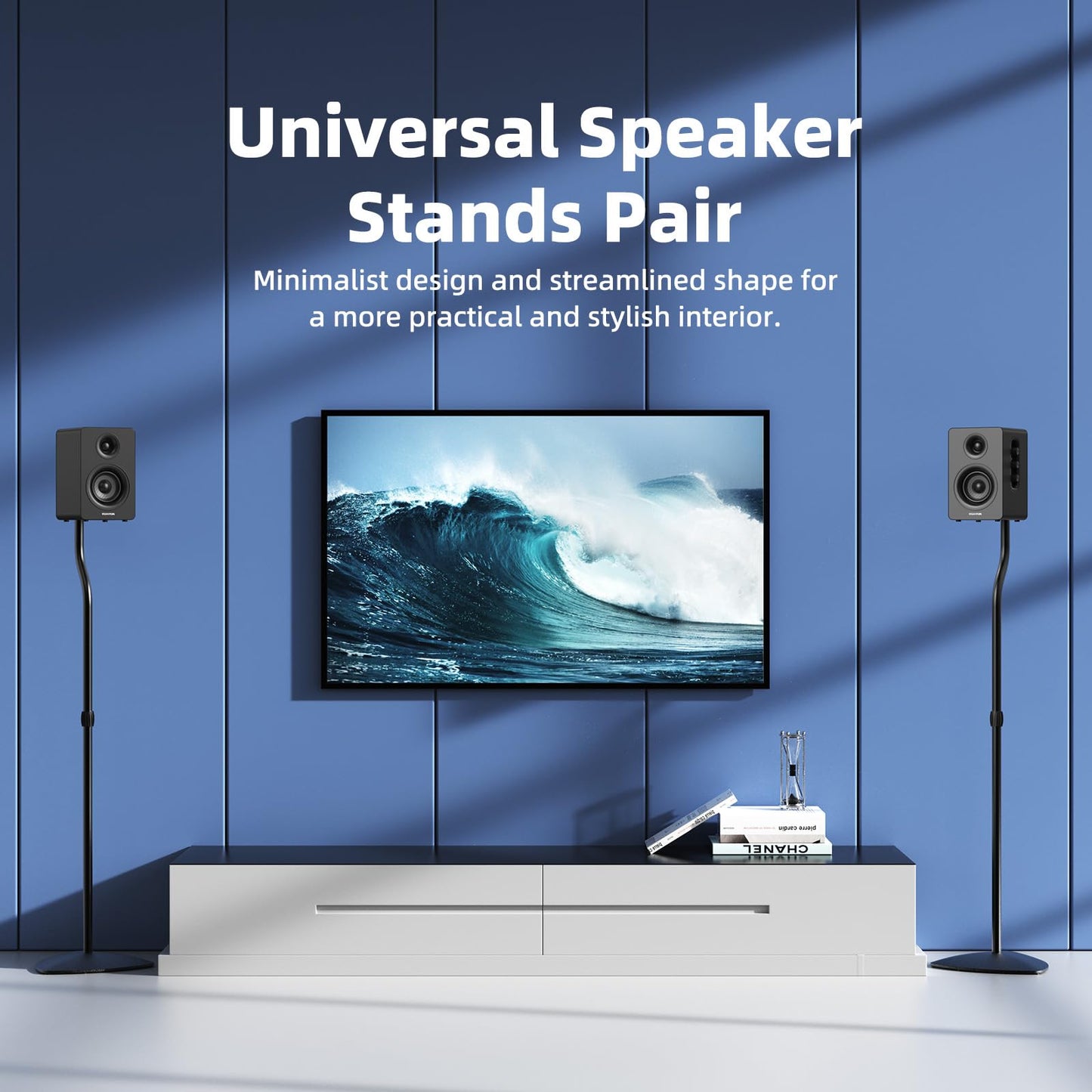 Anautin Universal Speaker Stands Pair, Satellite & Bookshelf Speaker Stands-28-38in Adjustable, Surround Sound Speaker Stand for Home Theater, Compatible to Sony/Bose/JBL/Sonos/Klipsch/Edifier/Polk