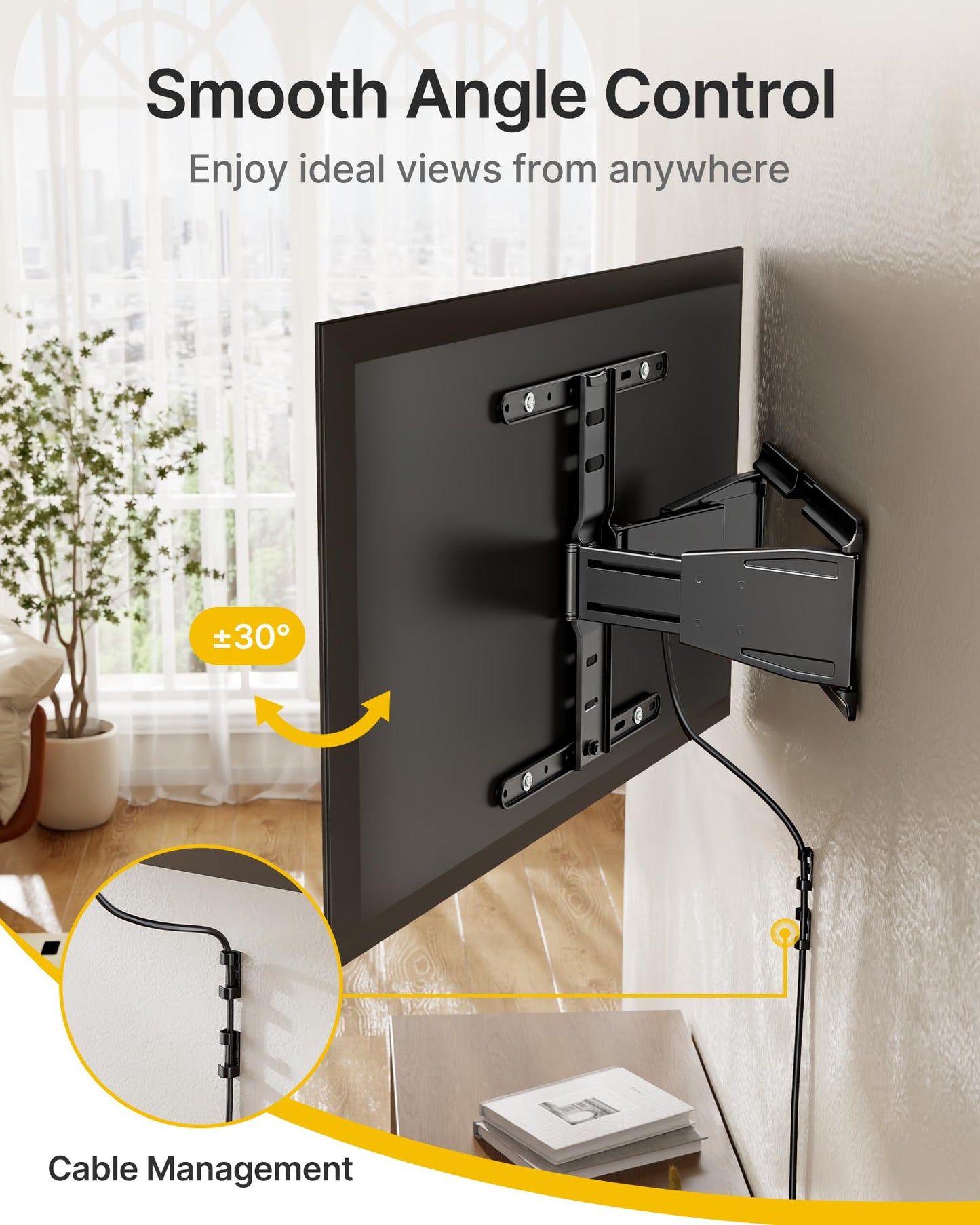 monTEK 0.77" Ultra Slim TV Wall Mount for 37-75 Inch TVs, Thin Low Profile Full Motion TV Wall Mount with Articulating Dual Arms, 4X Weight Tested, Max VESA 400x400mm, Fits 16/18" Studs