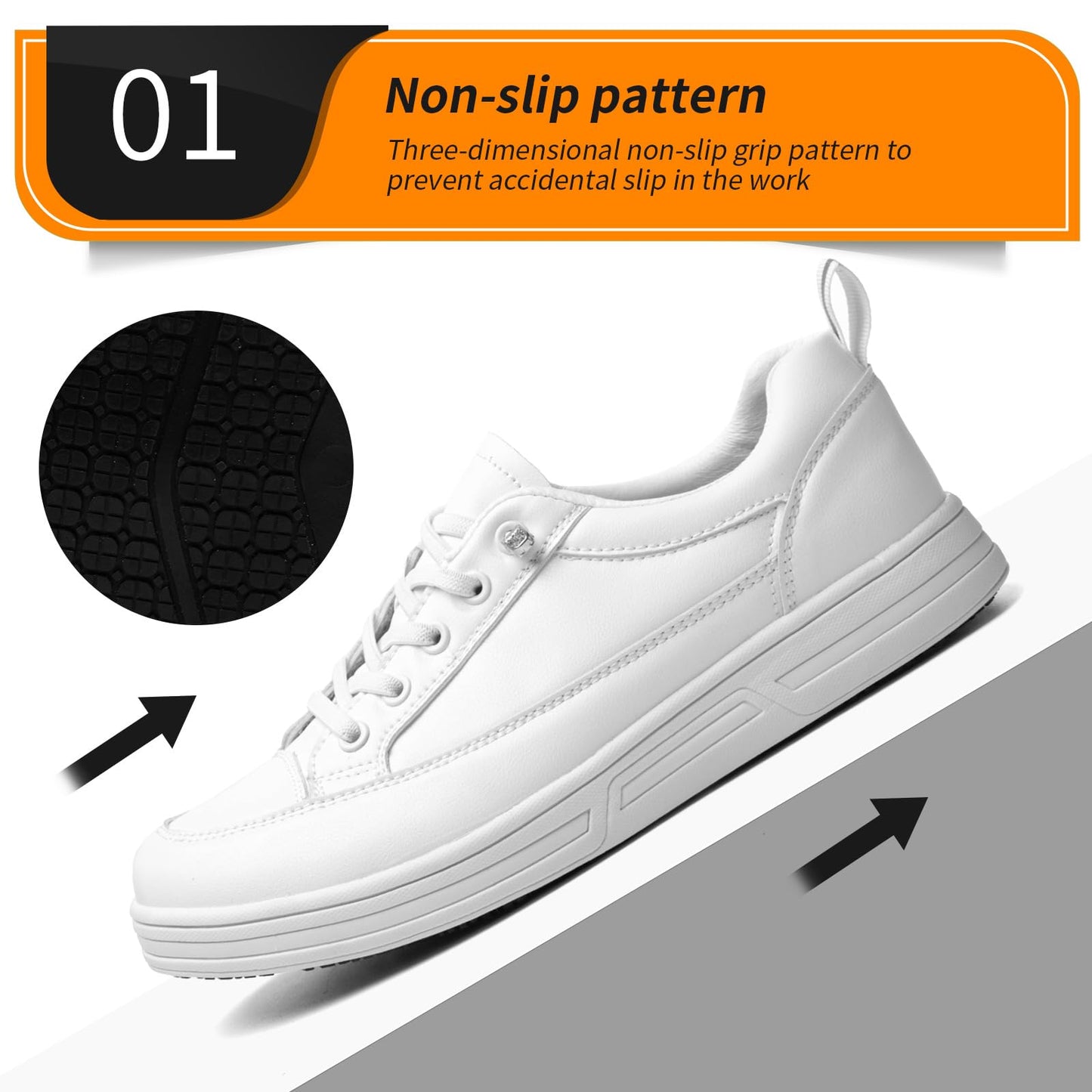 V-Janiffy Women's White Non Slip Work Shoes, White Food Service Slip Resistant Work Shoes, White Women's Nursing Shoes.