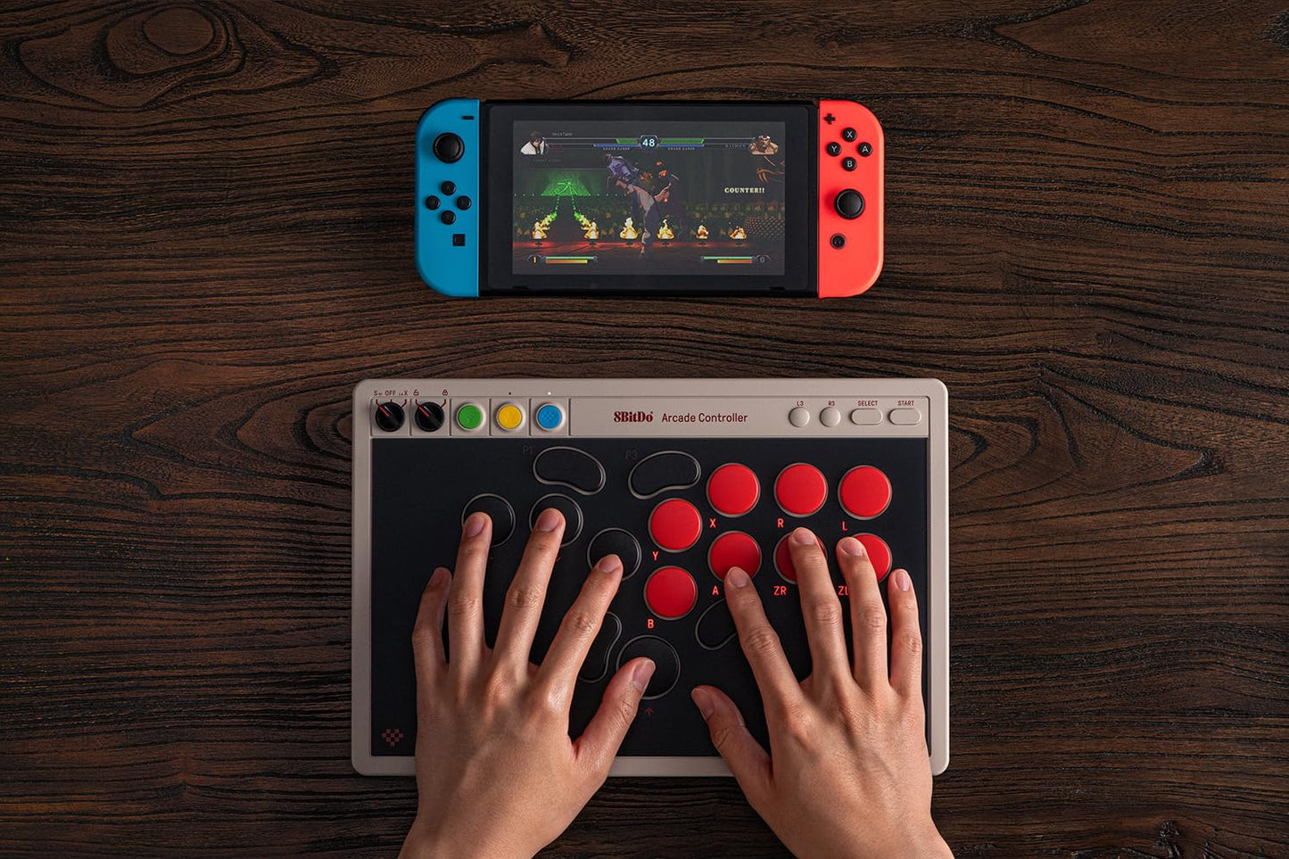 8Bitdo All-Button Arcade Controller for Switch/Switch 2 & Windows – Bluetooth, 2.4G, Wired Connectivity, Low-profile Mechanical Switches, 4 Programmable Buttons with fast-mapping, Hot-swappable PCB