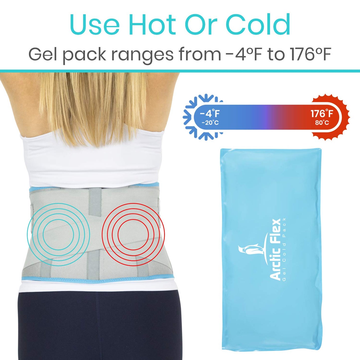 Vive Wearable Ice Packs for Back Pain - Back Brace with Ice Pack - Ice Belt for Lower Back Pain - Gel Ice Pack Back for Sciatica Relief Men, Women - Compression Hot Cold Therapy for Injuries Reusable