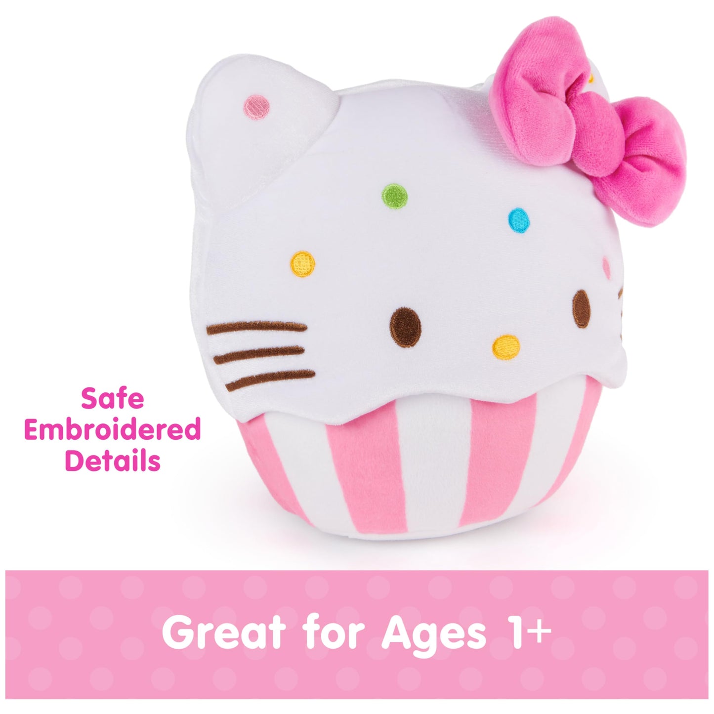 GUND Sanrio Official Hello Kitty Cupcake Plush, Stuffed Animal for Ages 1 and Up, Pink/White, 8”