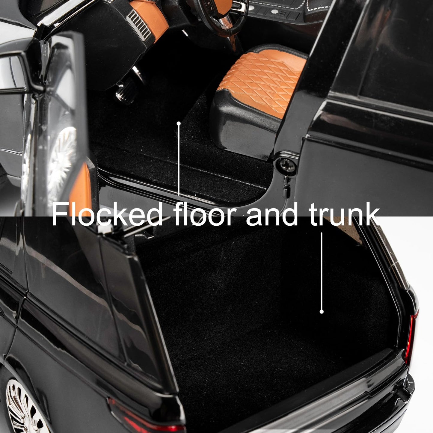 1/18 Scale Compatible for Land Rover Model Car，Zinc Alloy Pull Back Toy Diecast Car with Sound and Light，SUV Off-Road Vehicle，Children's Toy car ，Gifts for Boys and Girls Black