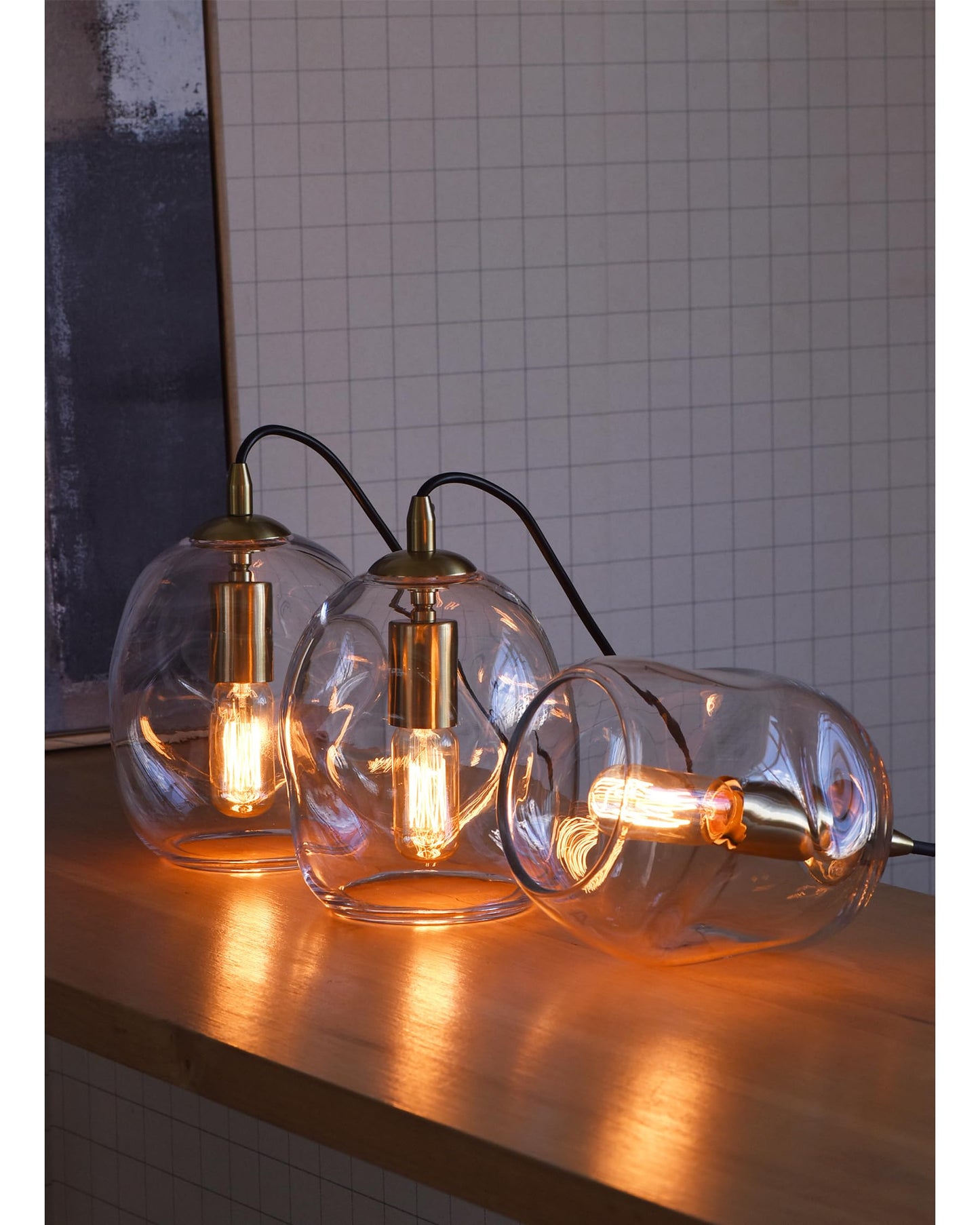 CASAMOTION Modern Glass Pendant Lights Kitchen Island Brass Gold Hardware Organic Globe Industrial Design Over Sink Bar Counter Porch Small Medium Lamp Shade 8 Inch Height