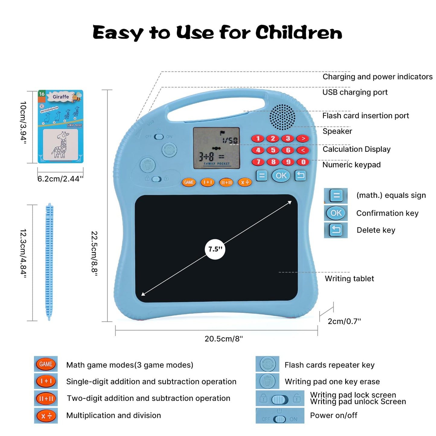 Educational Learning Toys for Kids with Math Games, Talking Flash Cards and Writing Drawing Tablet, Speech Therapy, Autism Sensory Toys, Gifts for