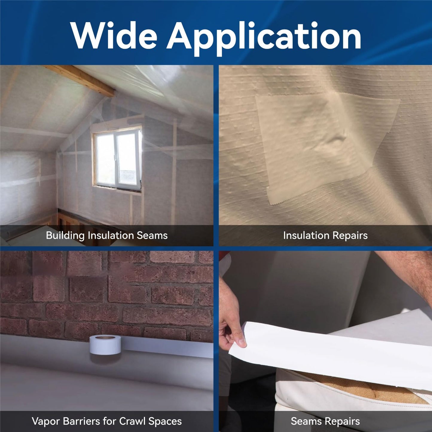 PURTERIA Vapor Barrier Tape with Release Liner, 9 Mil Easy-to-Use Polyethylene Moisture Vapor Barrier Seam Tape for Crawl Space, Repairs, Underlayment, Waterproof, 3.6" x 180', 3 Rolls