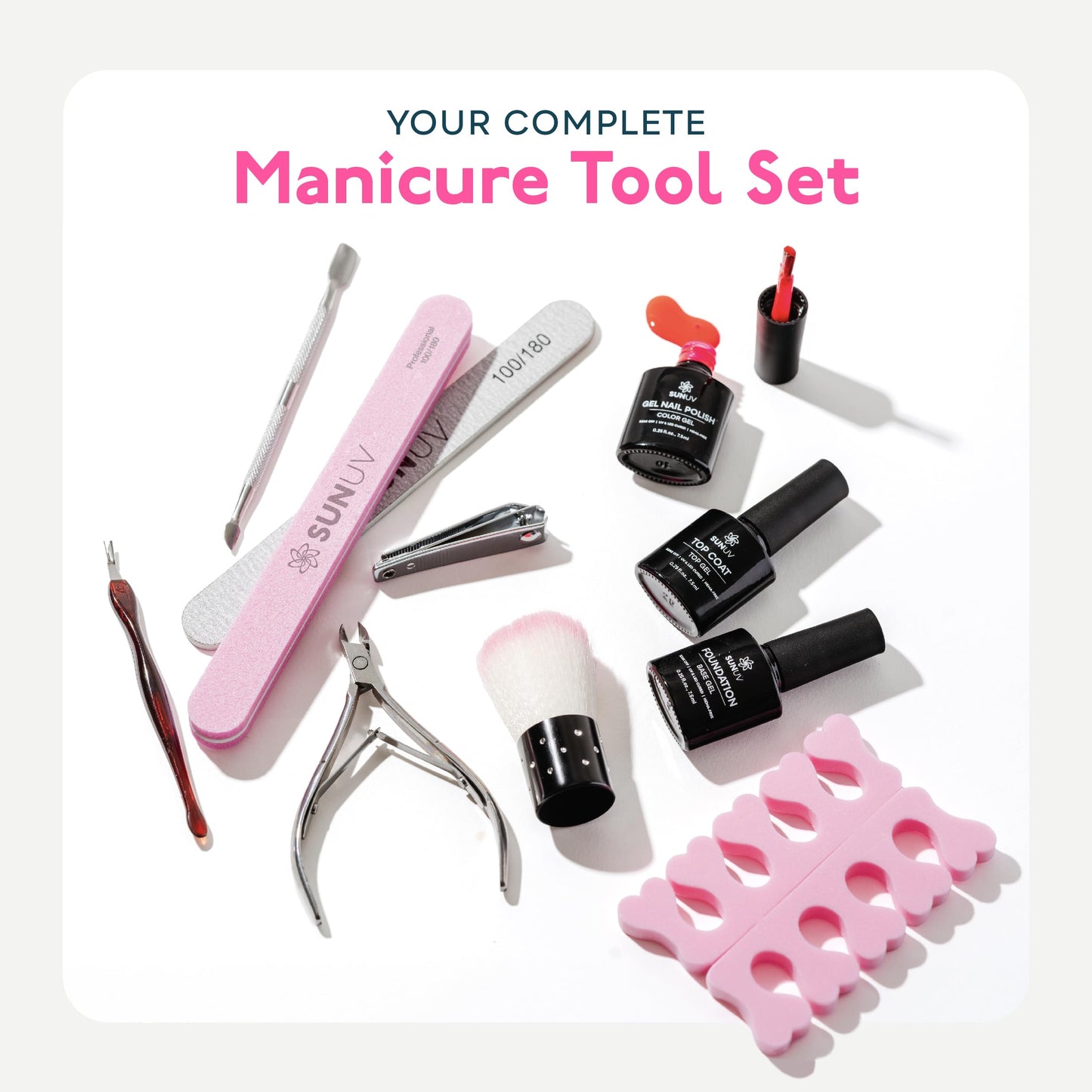 SUNUV Gel Nail Polish Kit with UV Light, Gel Polish Nail Kit Base and Glossy Top Coat Set 12 Colors Manicure Tools Gift for Woman
