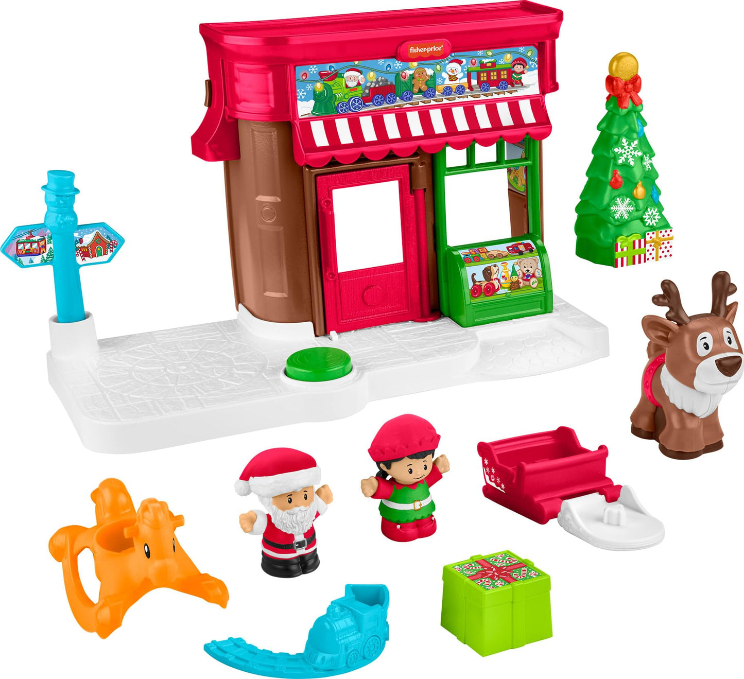Fisher-Price Little People Toddler Toys Christmas Wonderland Gift Set with Santa Elf & Reindeer Figures for Ages 1+ Years