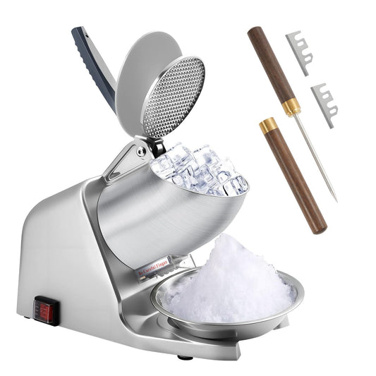AOLTCUZ 186 lbs/h Dual Blade Ice Shaver Machine, with Extra Blades & Ice Pick, 300W Electric Ice Crusher for Home Use & Commercial, Shaved Ice Machine, ETL-Listed, Silver