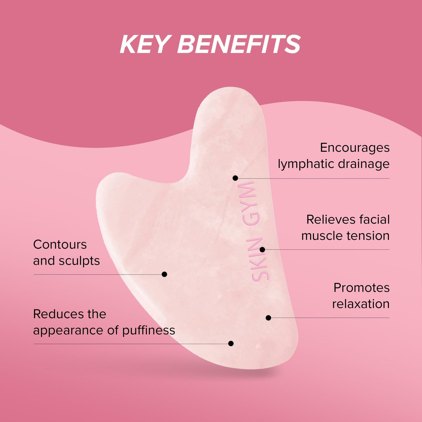 Skin Gym Rose Quartz Hearty Gua Sha Tool, Heart-Shaped Facial Massage Tool for Sculpting and Relaxation