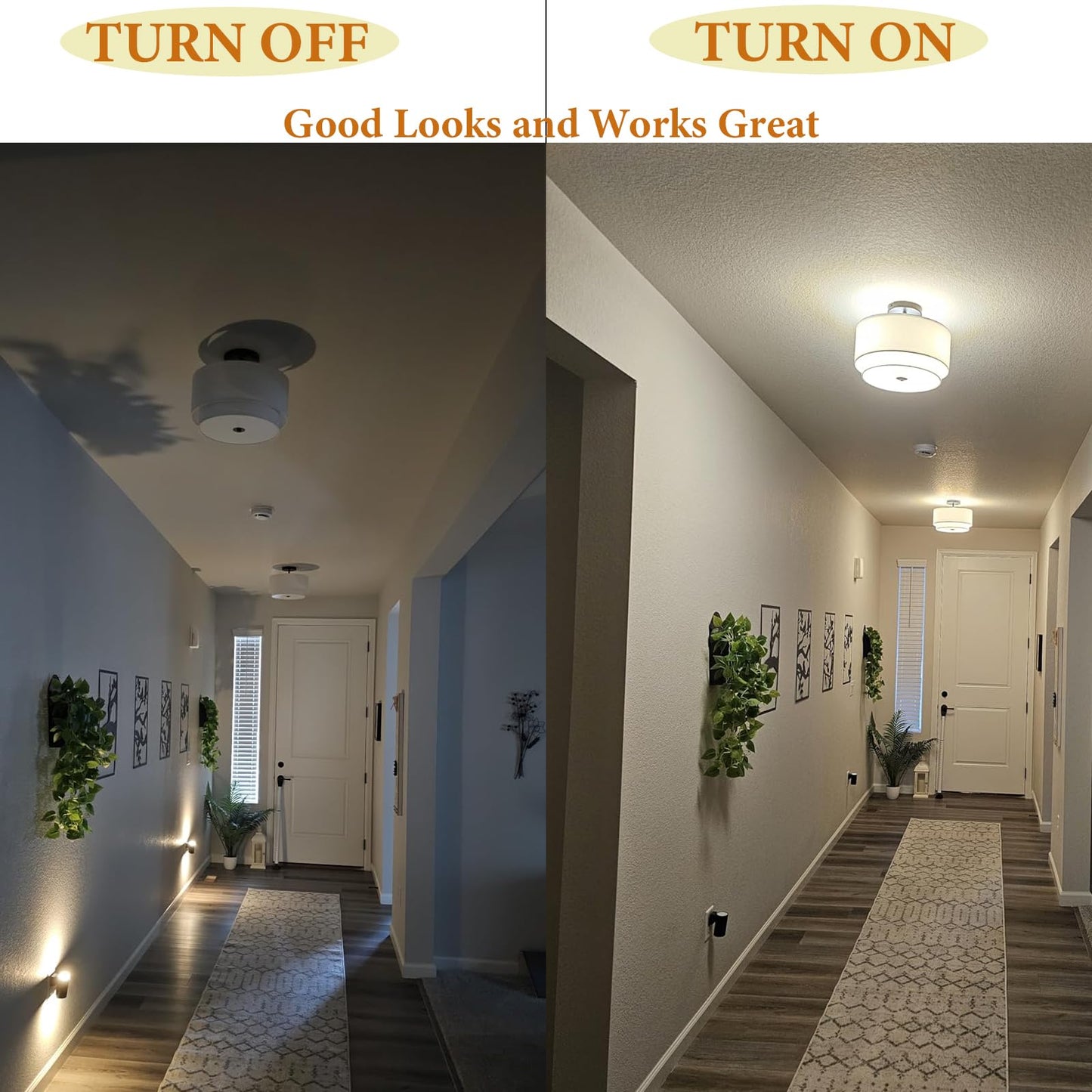 FRIDEKO HOME 3-Light Semi Flush Mount Ceiling Light,15.7 inch Ceiling Light Fixture with White 2-Layer Fabric Shade Drum Lights for Bedroom Living Room Kitchen Foyer Hallway