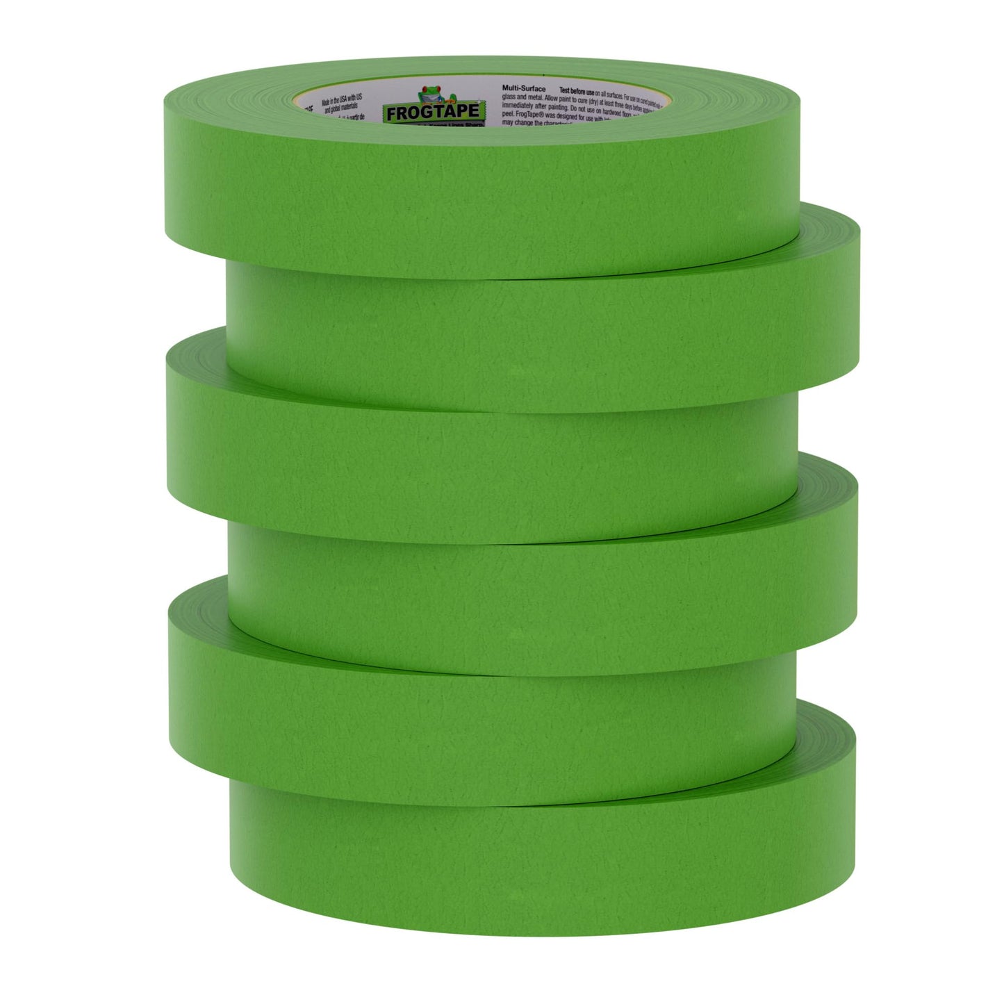 FrogTape Multi-Surface Painter's Tape with PAINTBLOCK, 1 in Wide (0.94 in x 60 yd), Quick Stick Medium Adhesion, Premium Green Painters Tape Removes Clean, 6 Roll (240659)