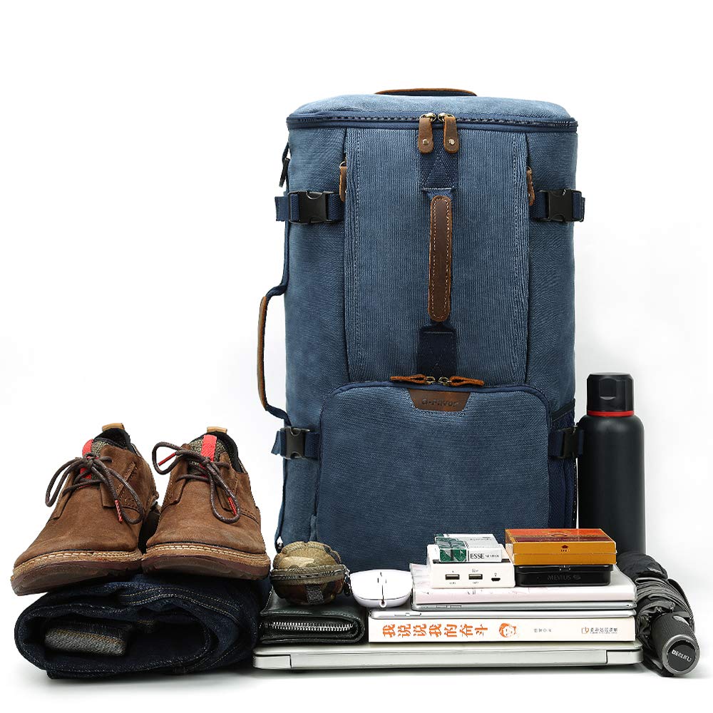 G-FAVOR 40L Travel Backpack, Vintage Canvas Rucksack Convertible Duffel Bag Carry On Backpack Fit for 17.3 Inch Laptop Bag