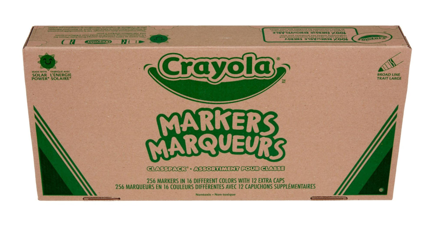 Crayola Broad Line Markers Classpack (256 Ct), Bulk Markers for Kids, Art Supplies for School, Classroom Must Haves, Preschool & Kindergarten Supplies