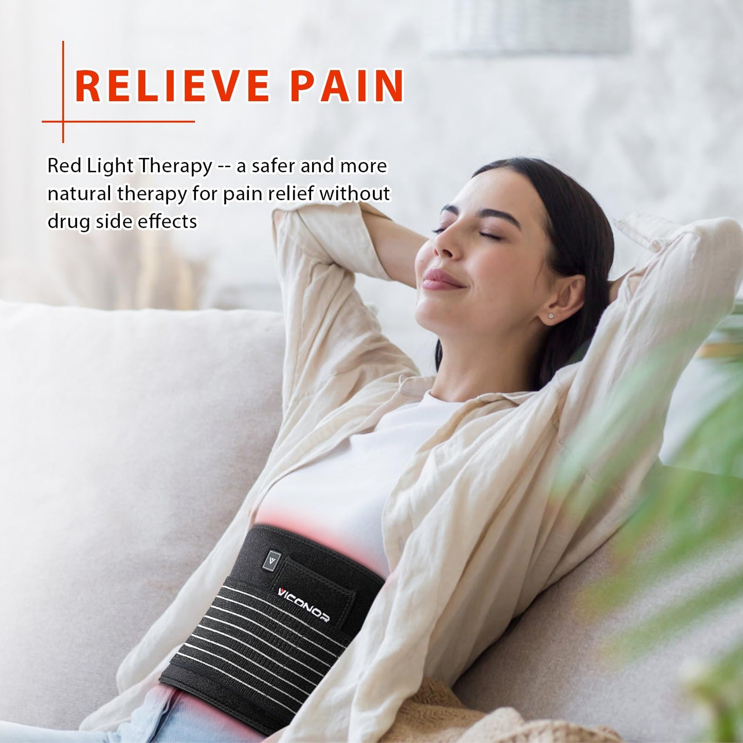 Red Light Therapy Belt for Body Comfort - APP-Controlled Wearable Dual Power Modes, Ideal for Women (Black4)