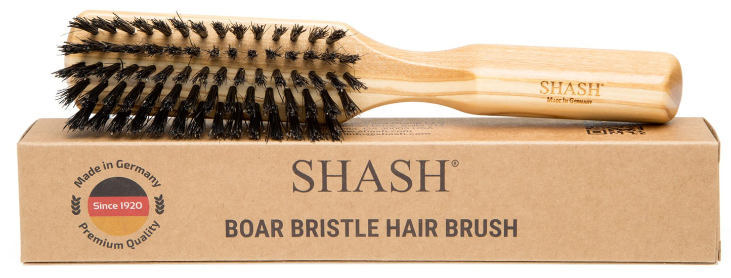 Made in Germany - SHASH + KELLER BÜERSTENFABRIK 100% First Cut Boar Bristle Hair Brush, Suitable For Thin To Normal Hair - Naturally Conditions Hair, Improves Texture, Exfoliates, and Stimulates