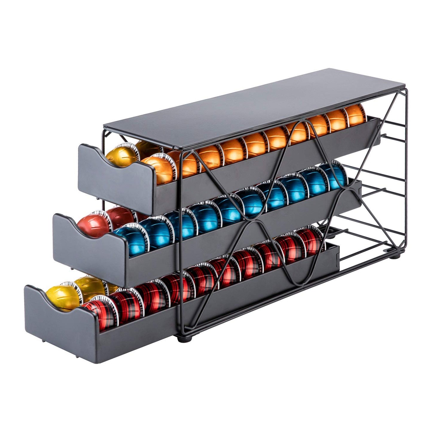 FlagShip for Nespresso Pod Holder Vertuo Pod Drawer Large Mullti Tier Coffee Pod Holder(3 Tier (60Pods Capacity))