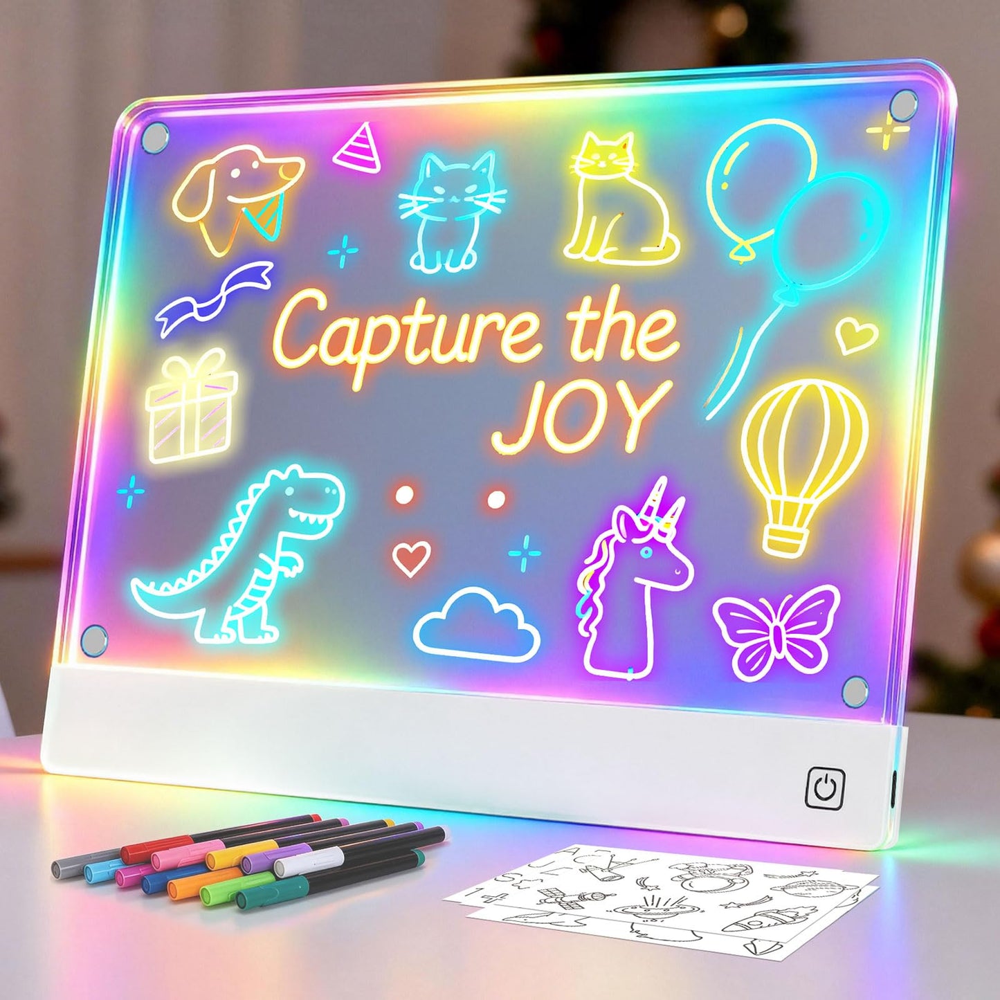 LED Note Board with 7-Color Acrylic Display, Light Up Dry Erase Board