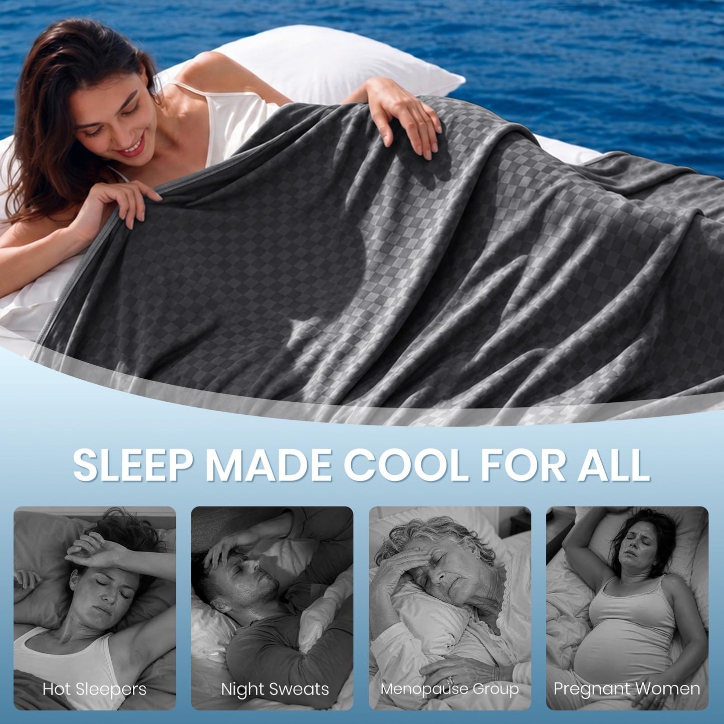Topcee Cooling Blanket King Size- 100"x90" Summer Cooling Blanket for Hot Sleepers Arc-Chill Q-Max >0.45 Cool Fiber for Night Sweats, Soft Lightweight Sofa Blankets for Kid Adults