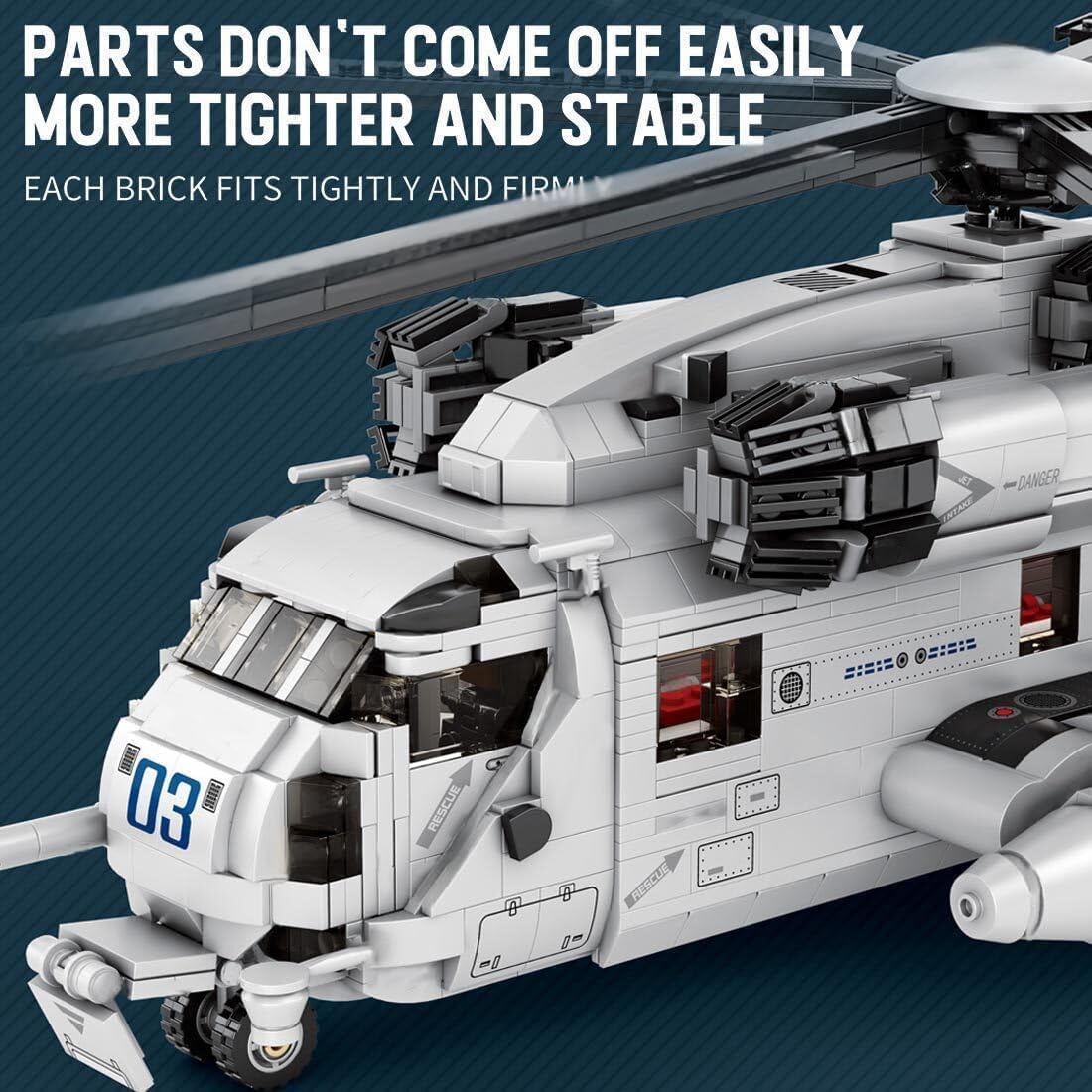 FULHOLPE CH-53 Sea Stallion Transport Helicopter Building Blocks Set, MOC Military Aircraft Model Bricks Construction Toy Compatible with Major Brands - 2192 Pieces