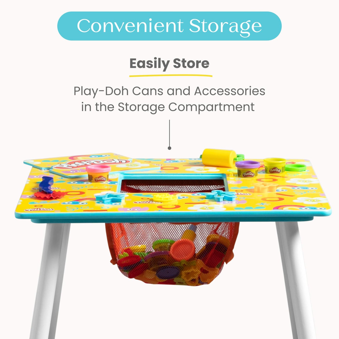 Delta Children- Play Doh Table and 2 Chair Set – Includes 10-Pack of Assorted 1oz Play Doh Cans and 51 Accessories