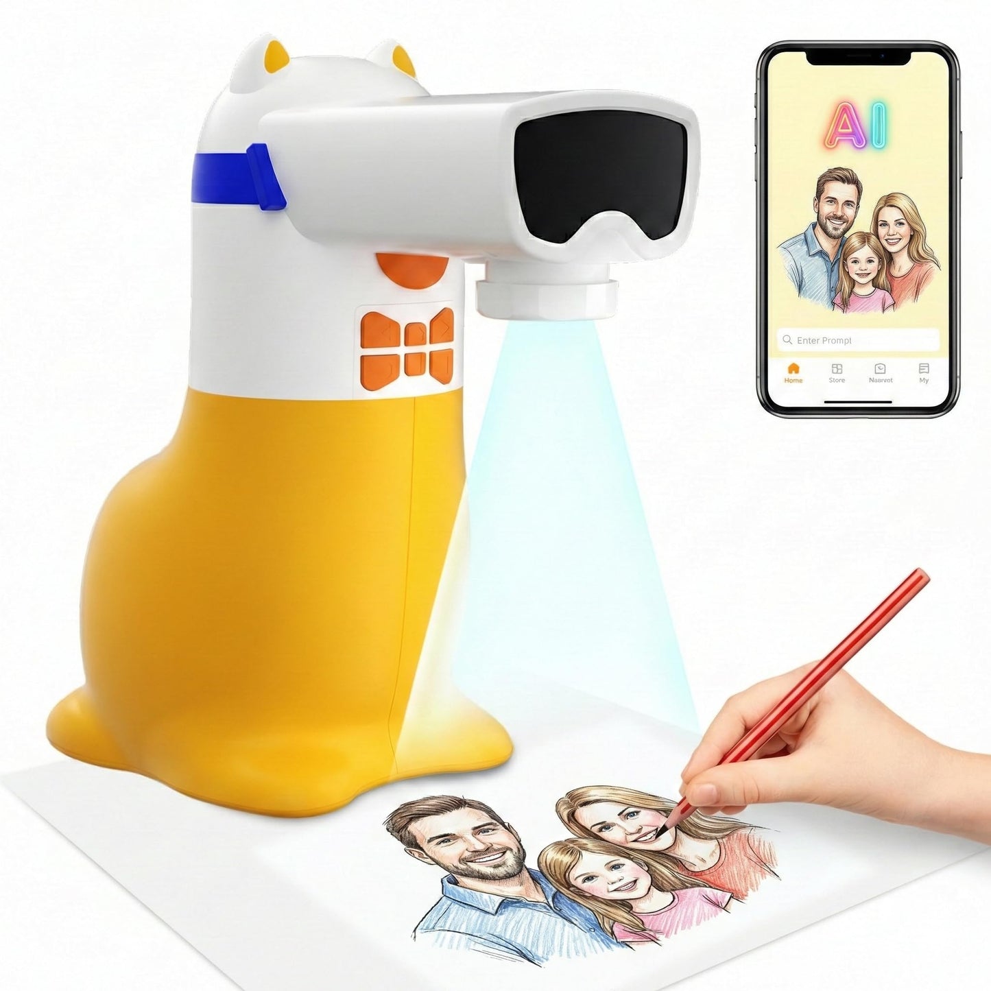 AI Drawing Projector for Kids Ages 5-12, Turn Photos into Drawings, Smart Painting with Voice, Creative Sketch Art Toy, Ideal Christmas Birthday Gift for Boys Girls - Yoturetoys