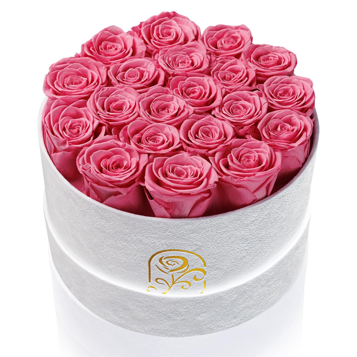 Gifts for Women Preserved Roses Flower Box, Luxury Velvet Box with 20 Roses, Preserved Flowers, Romantic Gift for Her, Wife, Girlfriend, Birthday Anniversary Christmas (Pink)