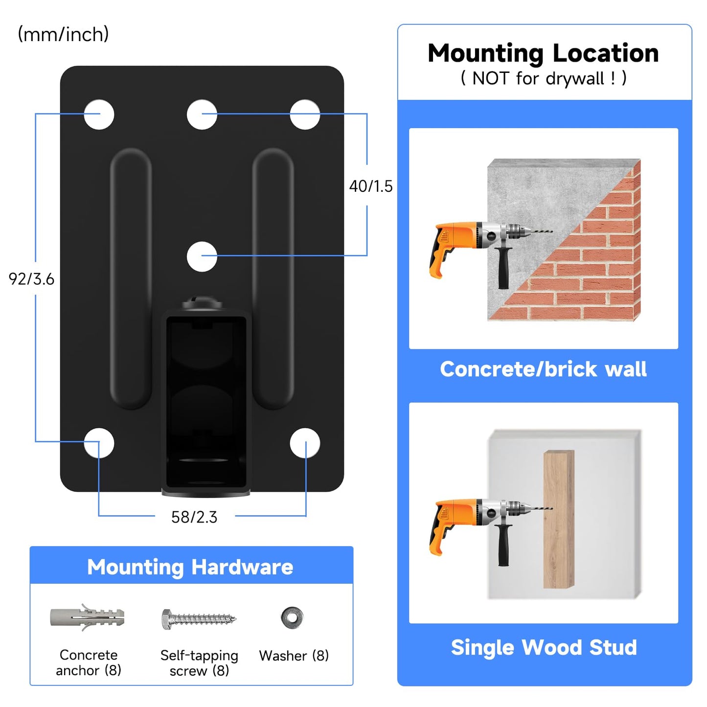 suptek Speaker Wall Mounts, Dual Speaker Stands for Surround Sound Speakers, Universal Speaker Bracket, Tilt Swivel Speaker Shelves Up to 55lbs Black (2 Pack)