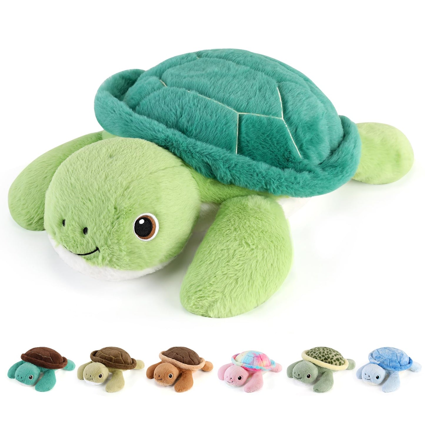 gnomantic Turtle Weighted Stuffed Animals - 28 Inch 5.0 Pounds Weighted Plushies Sea Turtle Stuffed Animal - Large Tortoise Plush Pillow - Cute Plush Toy Gifts for Kids & Adults (Green)