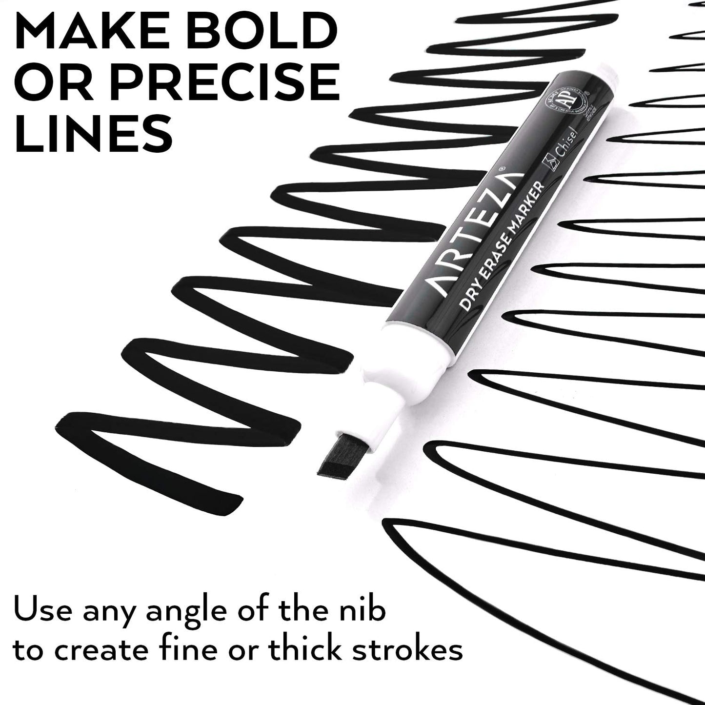 ARTEZA Black Dry Erase Markers, 52 Pack, Low-Odor Chisel Tip Whiteboard Markers, Bulk Black Markers for Whiteboards, Glass, Plastic, Offices, Meeting Rooms, and Planning Boards