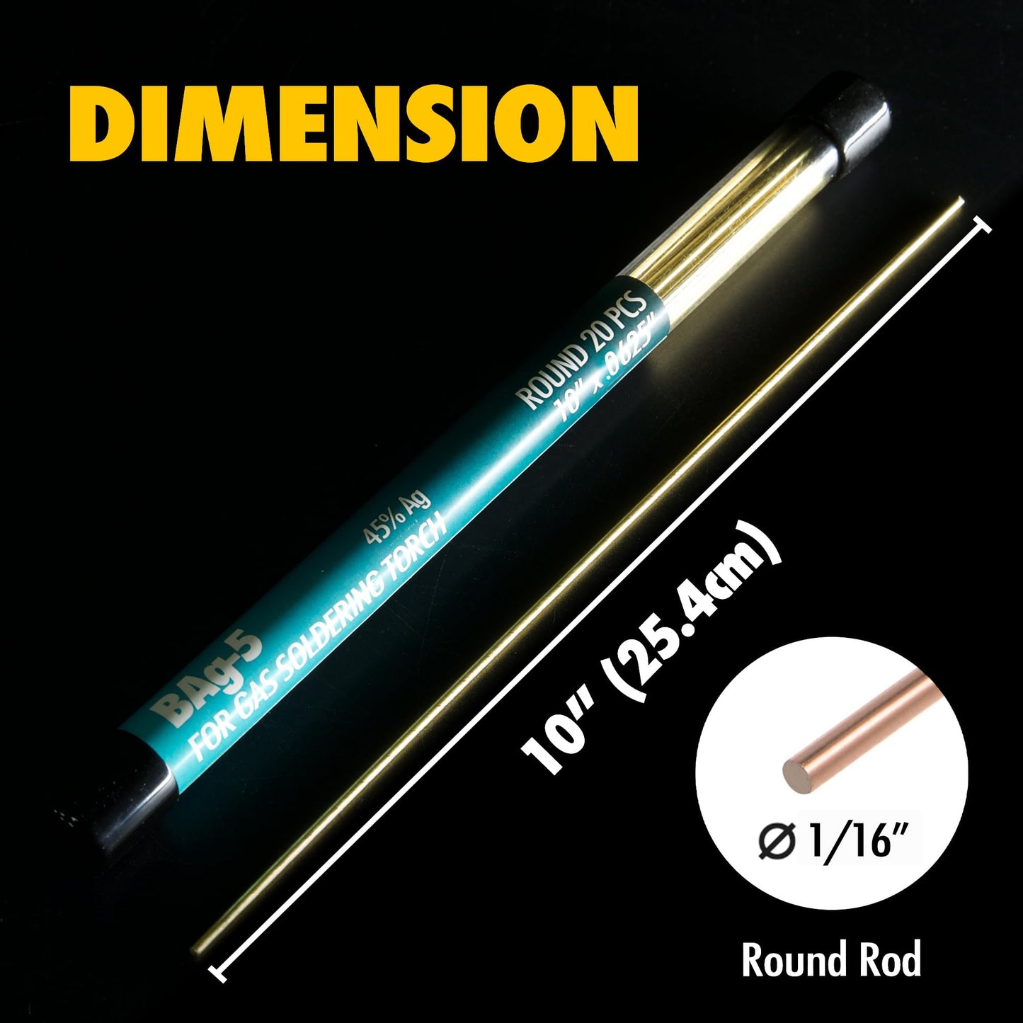 20 Sticks 45% Silver Brazing Solder Rod BAg-5 Round Welding Rods, 1/16'' x 10'' - 2.5 Troy Ounce (77g)