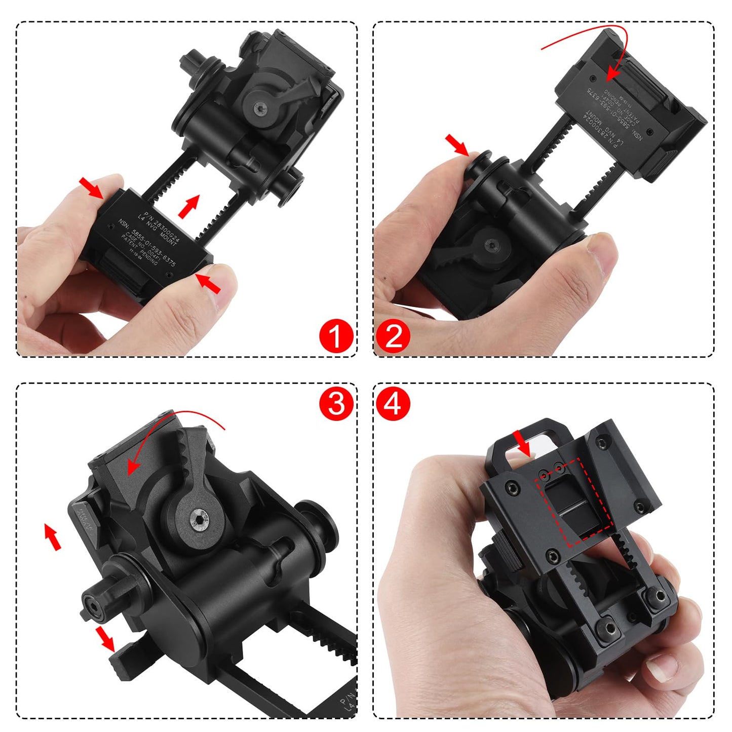 Gexmil CNC PVS15/18 Night Vision Goggles Mount for L4G24 NVG Metal G24 Mount (Black)