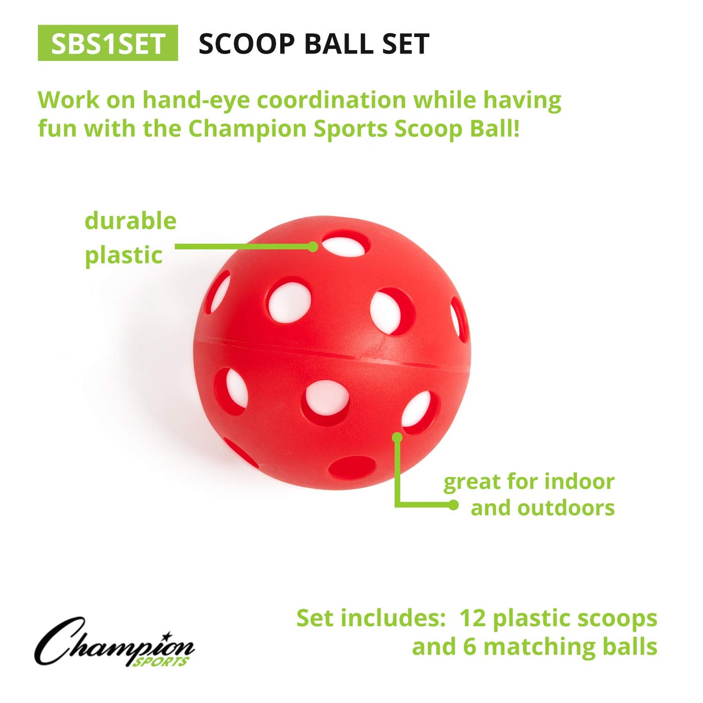 Champion Sports Scoop Ball (Set of 6)