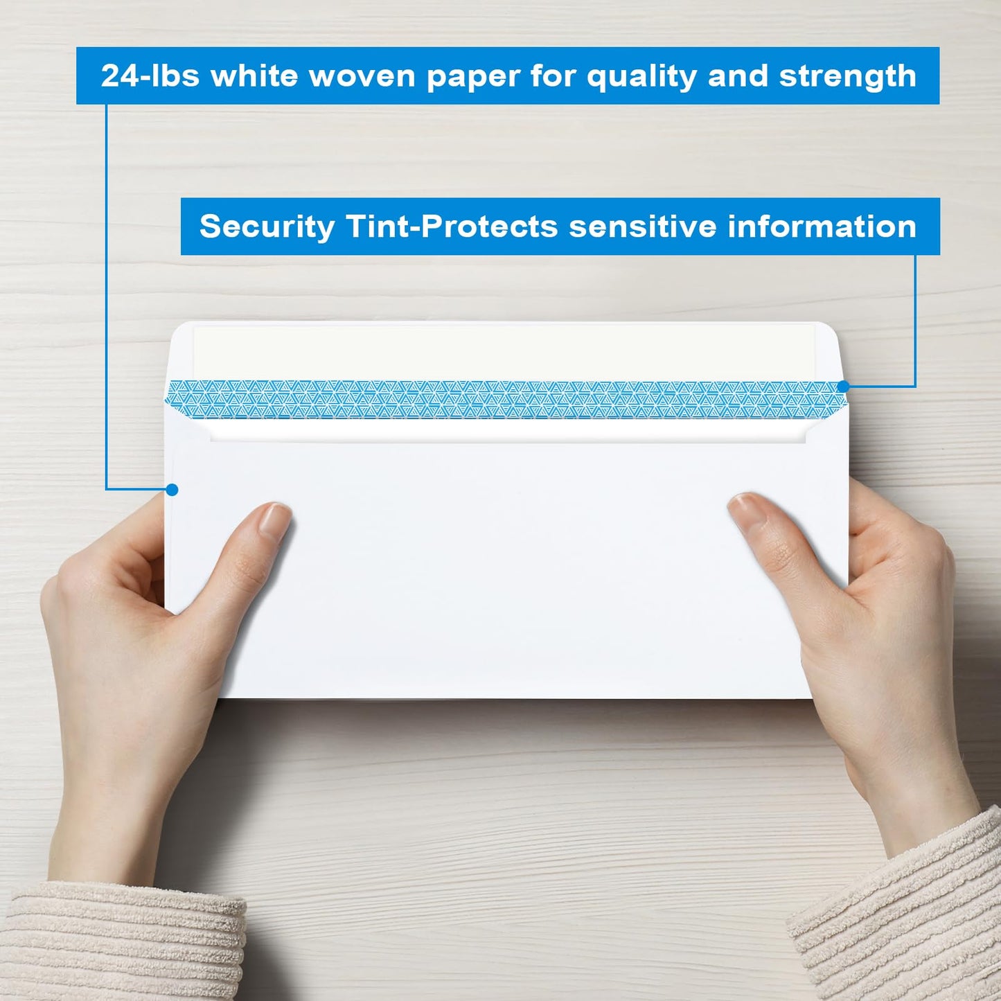 Vivin #10 Self-Seal Security-Tinted Business Envelopes for Privacy Documents, Home & Office, 4-1/8 x 9-1/2 Inches, No Window, 24 LB, White, 750 Packs