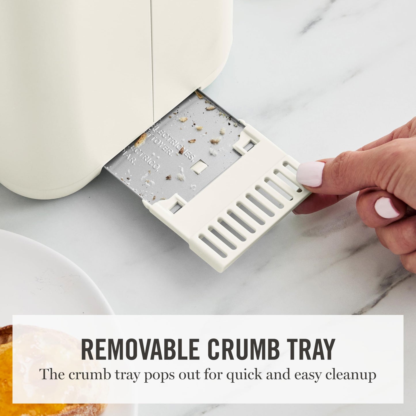 Martha Stewart 2 Slice Toaster, 10 Shade Settings with Defrost, Cancel, Bagel & Gluten-Free, Extra-Wide Self-Centering Slots for Waffles & Artisan Bread, Removable Crumb Tray, Cord Wrap, Linen Cream