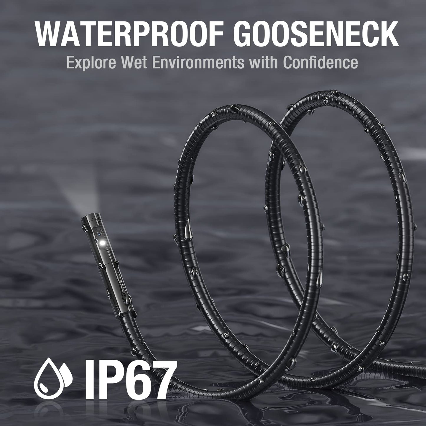 Teslong Endoscope Replacement Cable with Light, Triple Lens Inspection Camera 7.9mm/0.3inch Waterproof Probe Compatible with NTS500, NTS300(10FT)